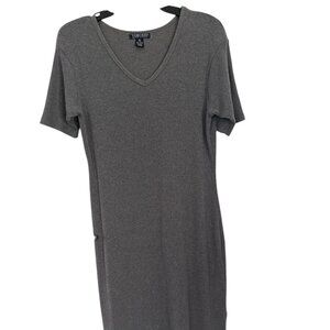 Harolds Grey Ribbed 100% Cotton Midi Dress - Like New Condition - Size M